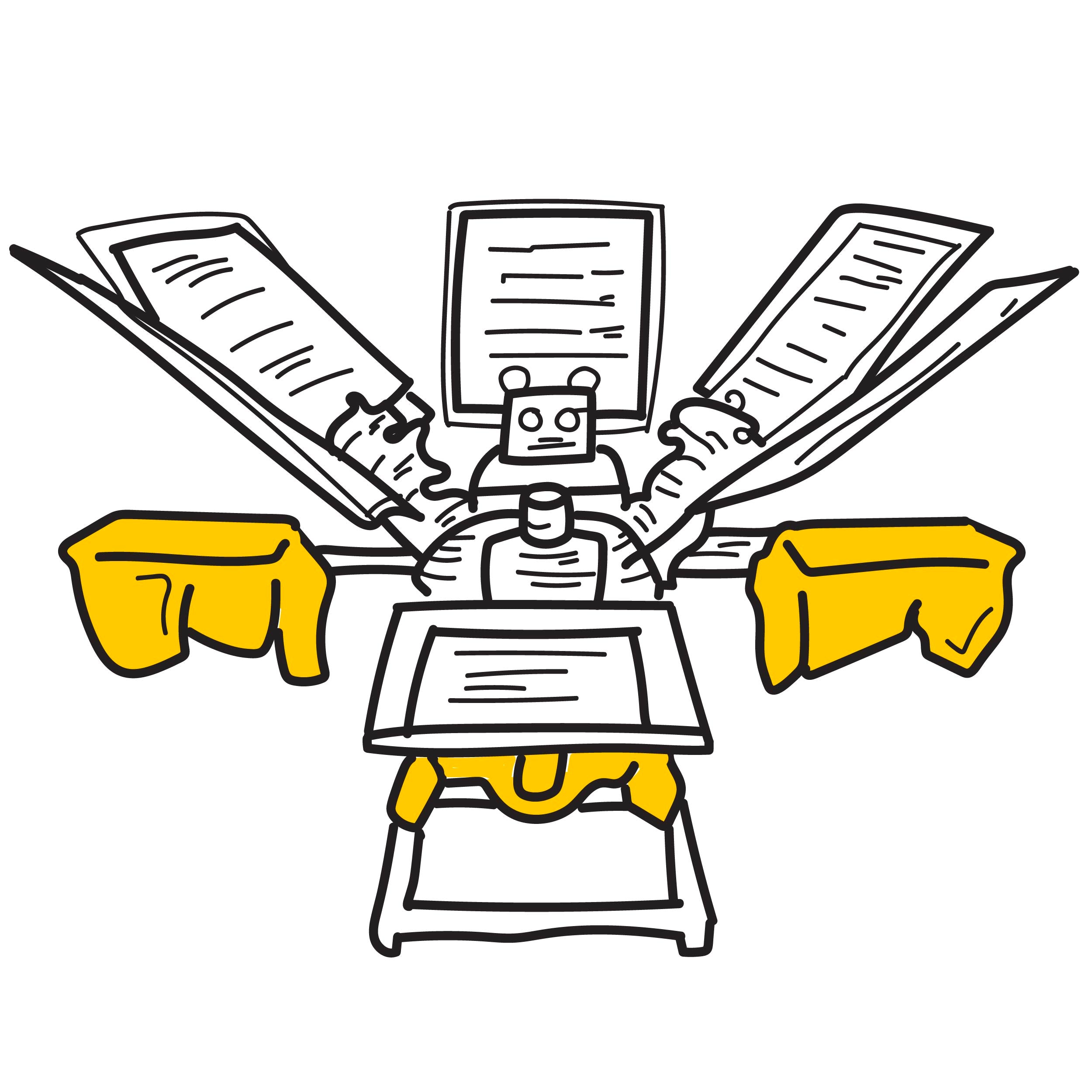 Illustrated manual screen print machine with shirts.