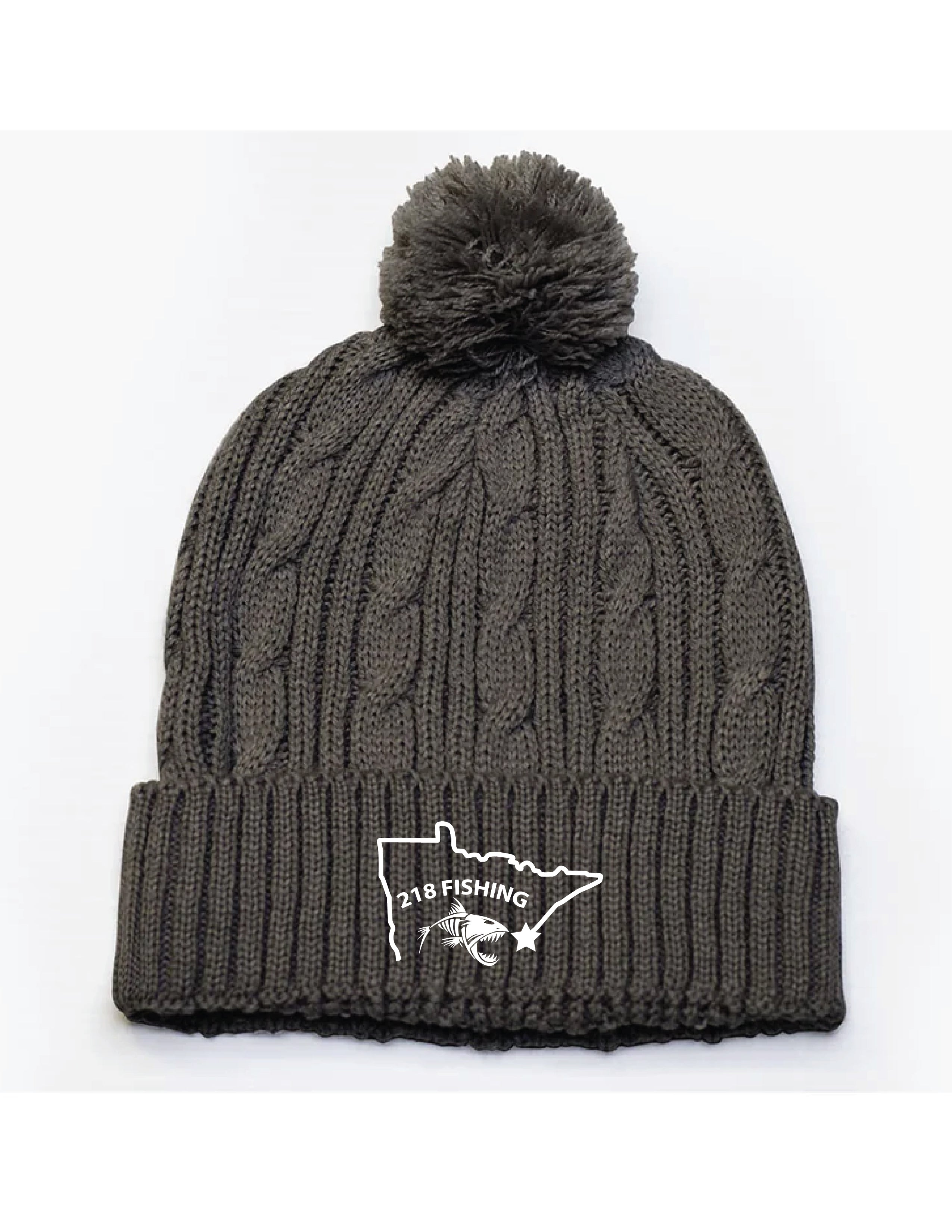11 ) #643K PACIFIC HEADWEAR CABLE KNIT CAP WITH POM - 218