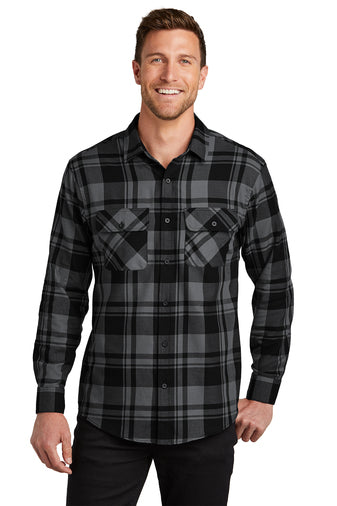 B93) W668 Port Authority Plaid Flannel Shirt - SHEARCORE