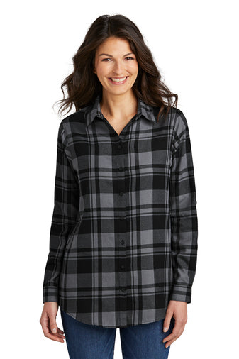 H5) LW668 Port Authority Ladies Plaid Flannel Tunic - CONNECT WORK TOOLS