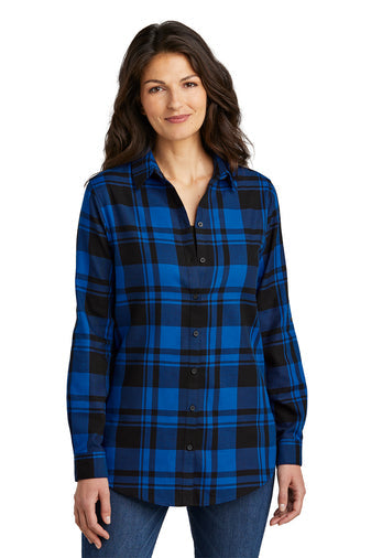 H5) LW668 Port Authority Ladies Plaid Flannel Tunic - CONNECT WORK TOOLS