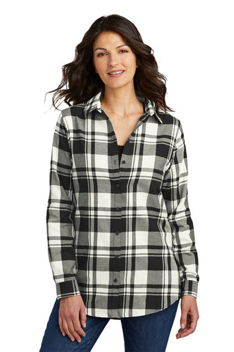 H5) LW668 Port Authority Ladies Plaid Flannel Tunic - SHEARCORE