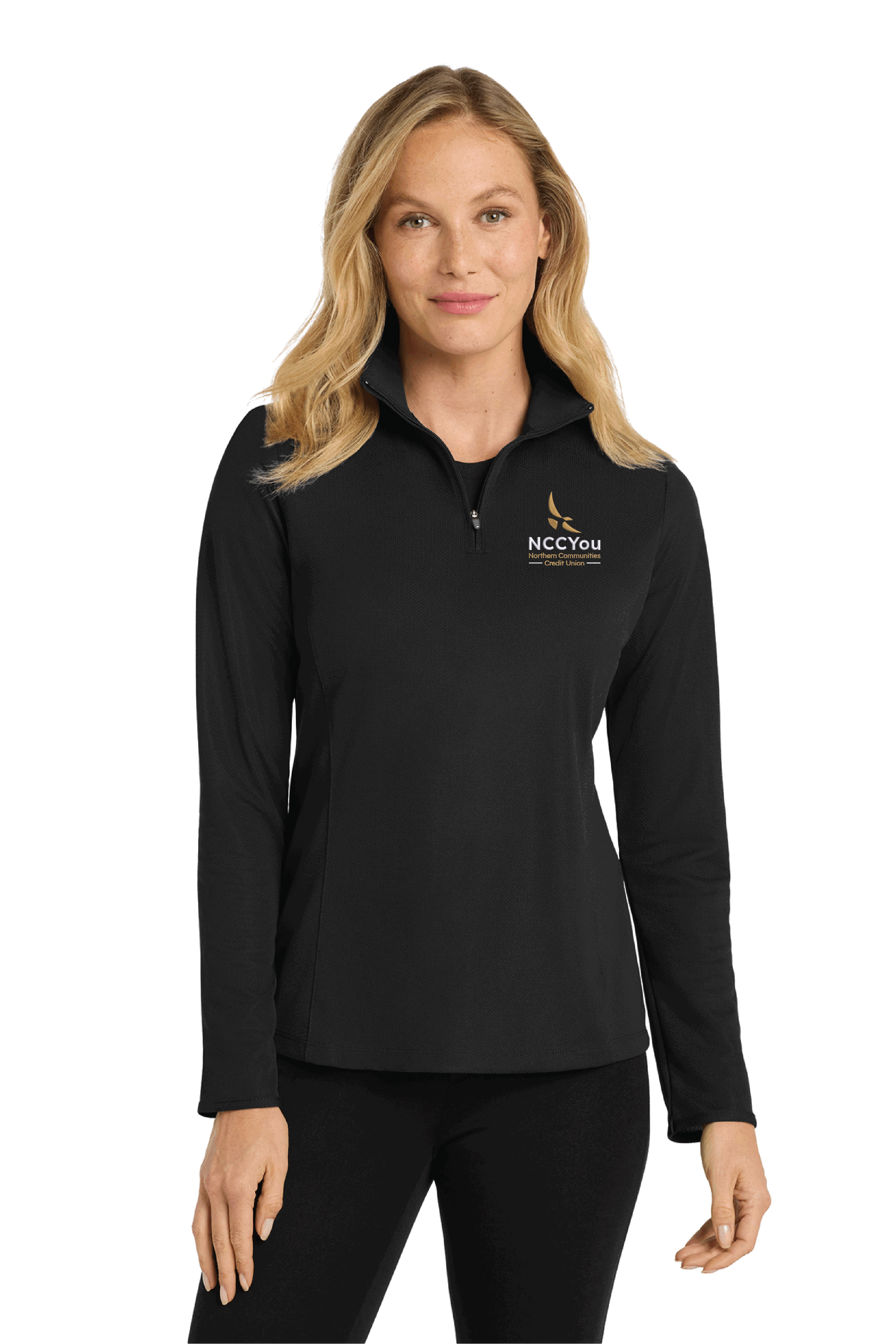 20) STYLE # L806 LADIES PINPOINT MESH 1/4 ZIP - NCCU