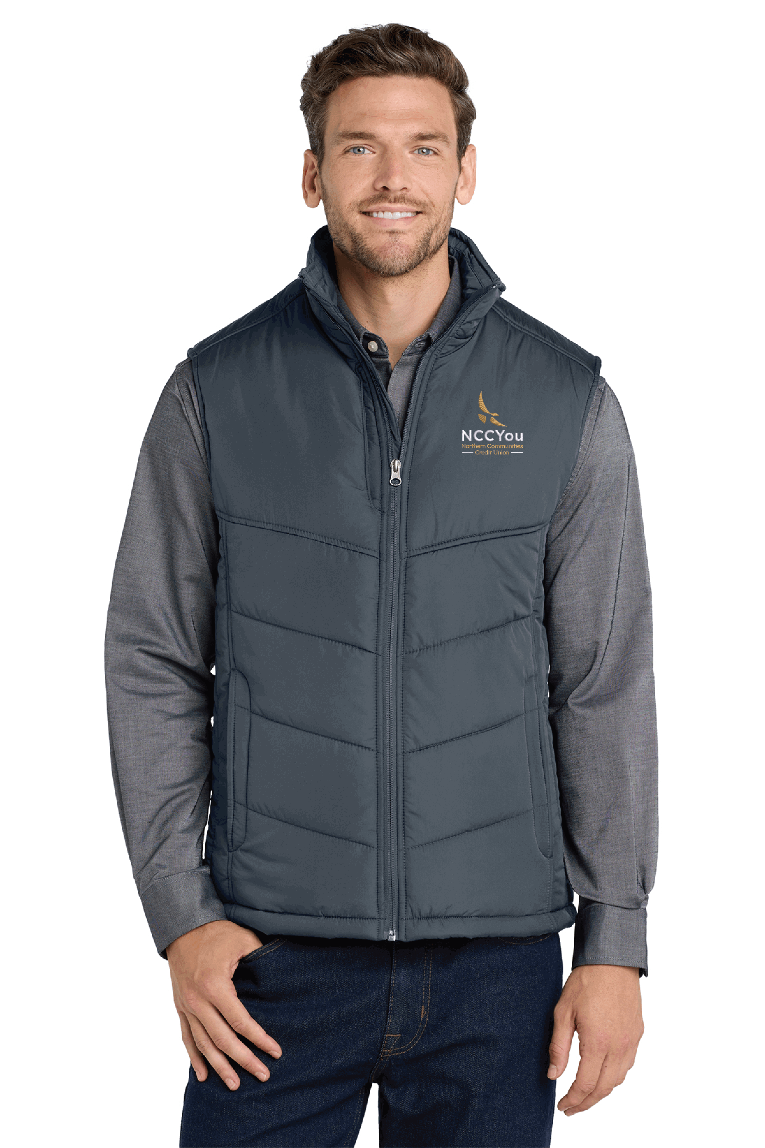 23) STYLE # J709 MENS PUFFY VEST - NCCU