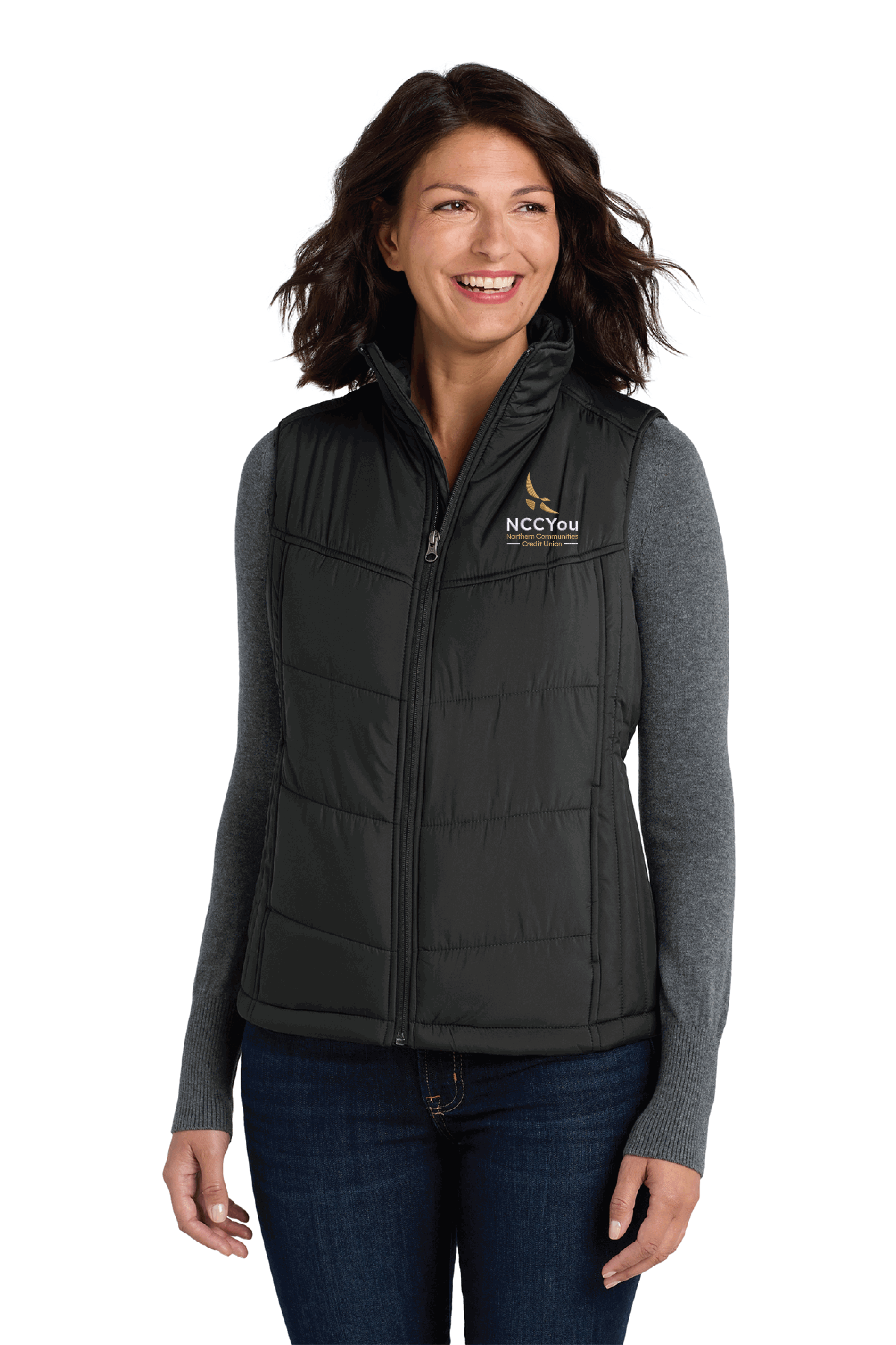 22) STYLE # L709 LADIES PUFFY VEST - NCCU