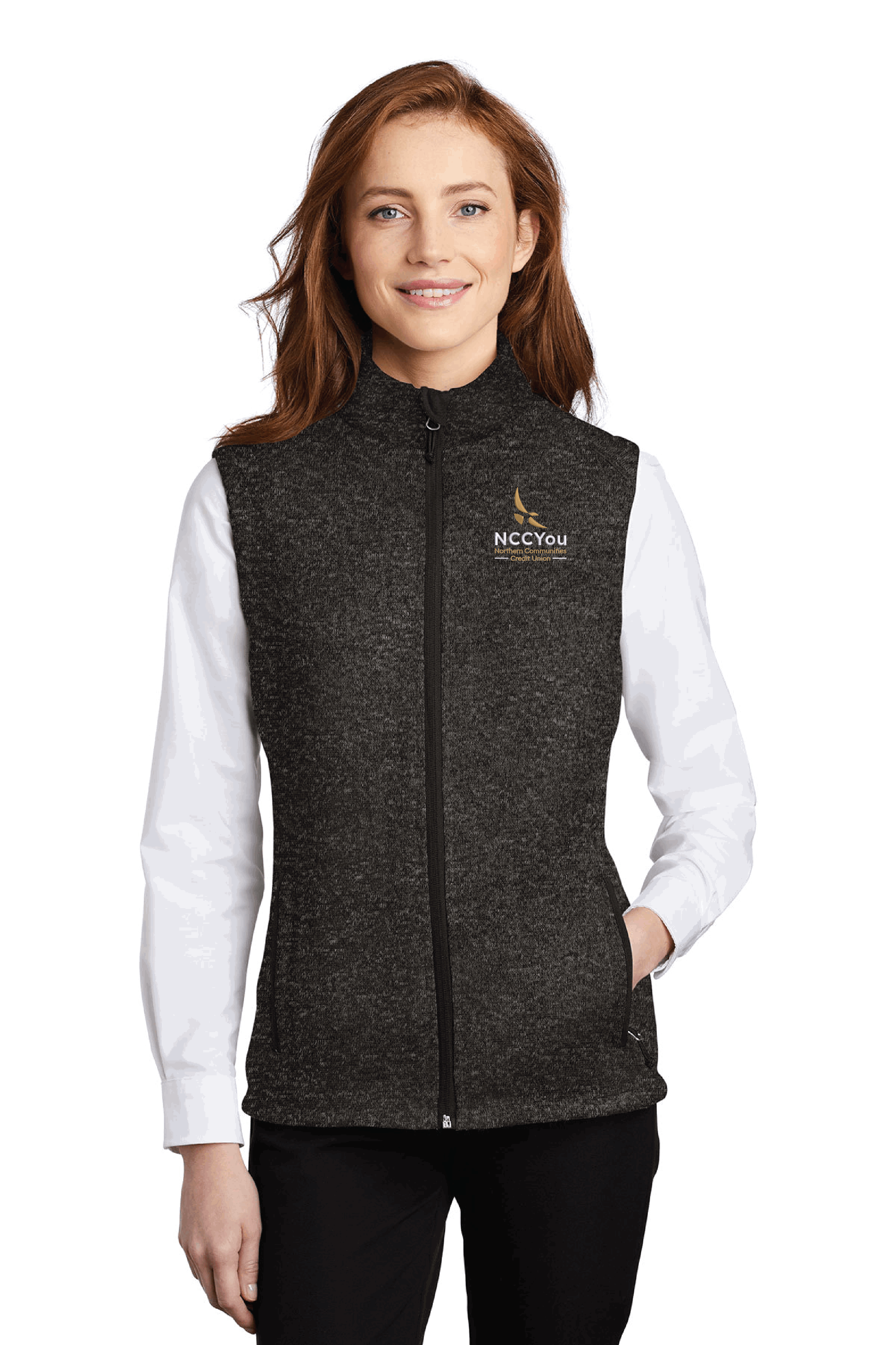 21) STYLE # L236 LADIES SWEATER FLEECE VEST - NCCU