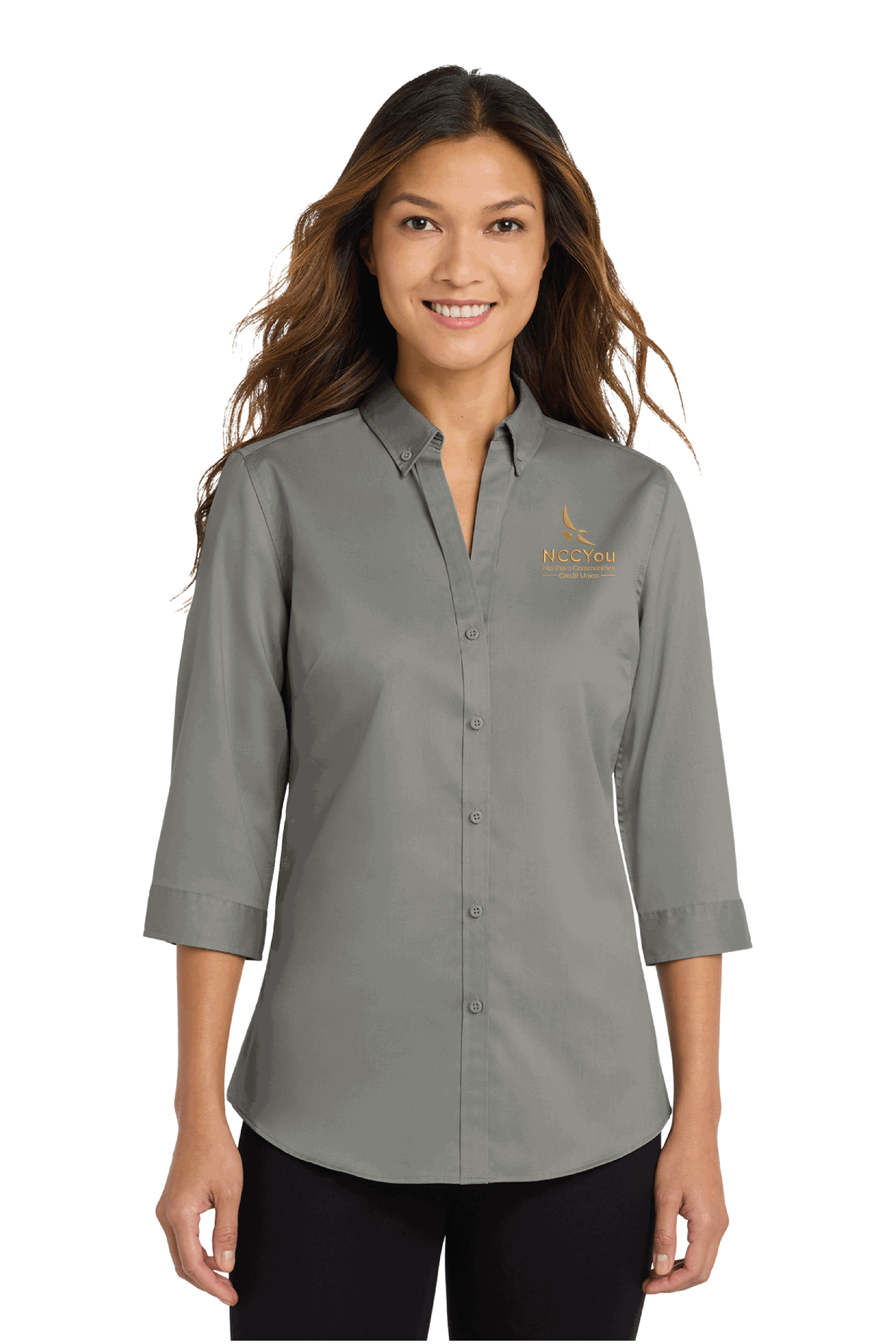 38) STYLE # L665 WOMENS 3/4 SLEEVE TWILL SHIRT - NCCU