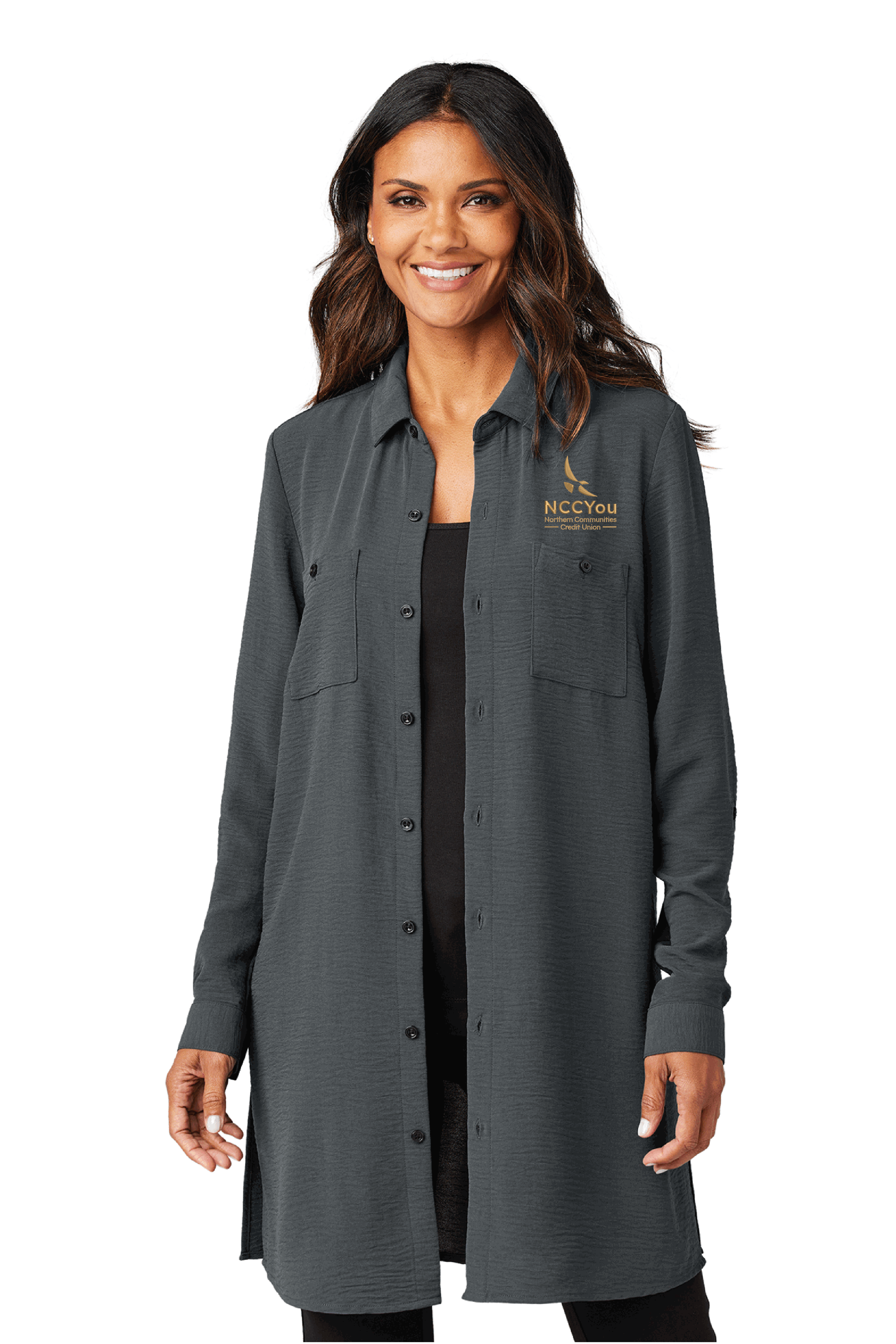 43)  STYLE # LW715 WOMENS TEXTURED CREPE LONG TUNIC - NCCU