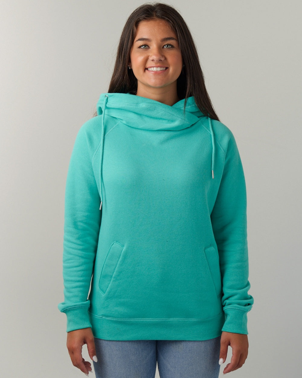 16) (C) STYLE # EZ329 ENZA LADIES FUNNEL NECK HOODED