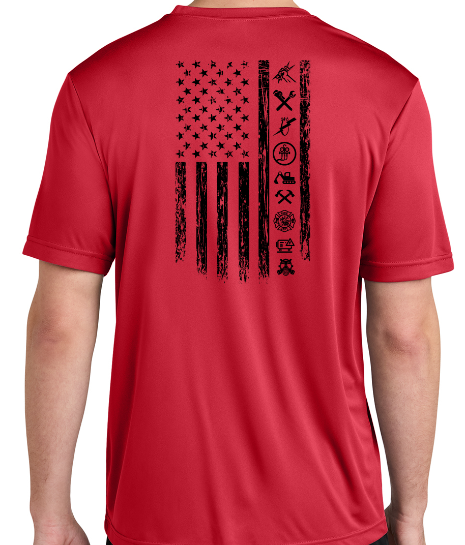 6) STYLE # ST350 SHORT SLEEVE POLYESTER T-SHIRTS