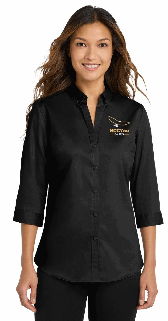 38) STYLE # L665 WOMENS 3/4 SLEEVE TWILL SHIRT