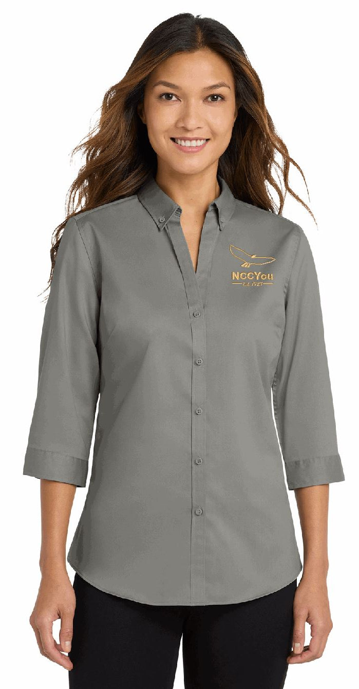 38) STYLE # L665 WOMENS 3/4 SLEEVE TWILL SHIRT