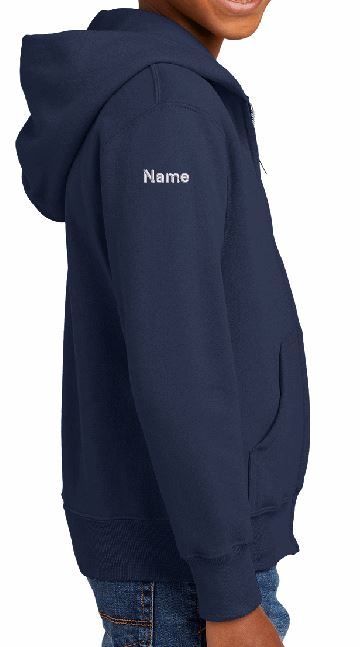 4b) PC90YZH  Port & Co™ Youth Core Fleece Full-Zip Hooded Sweatshirt - Raleigh