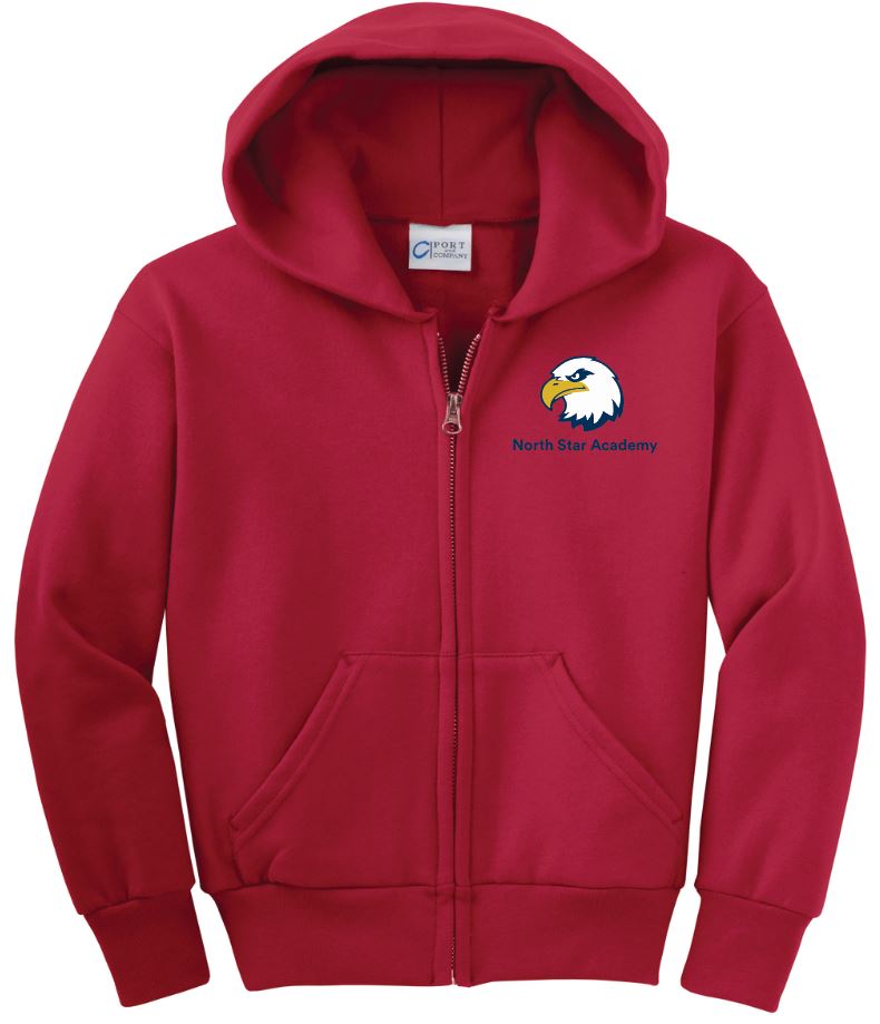 6a) PC90YZH Port & Co™ Youth Core Fleece Full-Zip Hooded Sweatshirt