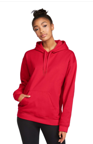 Y) STYLE # GDSF500 GILDAN SOFTSTYLE HOODED SWEATSHIRT ( BLACK CORPORATE LOGO)
