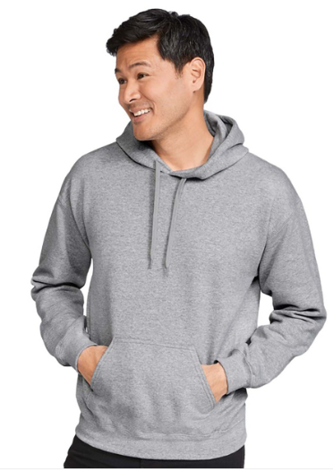 Y) STYLE # GDSF500 GILDAN SOFTSTYLE HOODED SWEATSHIRT ( BLACK CORPORATE LOGO)