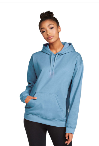 Y) STYLE # GDSF500 GILDAN SOFTSTYLE HOODED SWEATSHIRT ( BLACK CORPORATE LOGO)