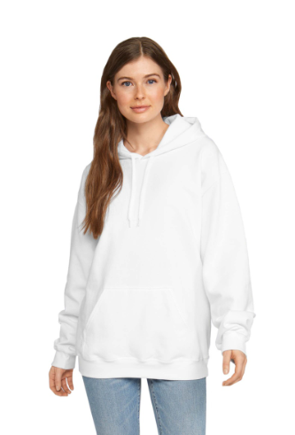 Y) STYLE # GDSF500 GILDAN SOFTSTYLE HOODED SWEATSHIRT ( BLACK CORPORATE LOGO)