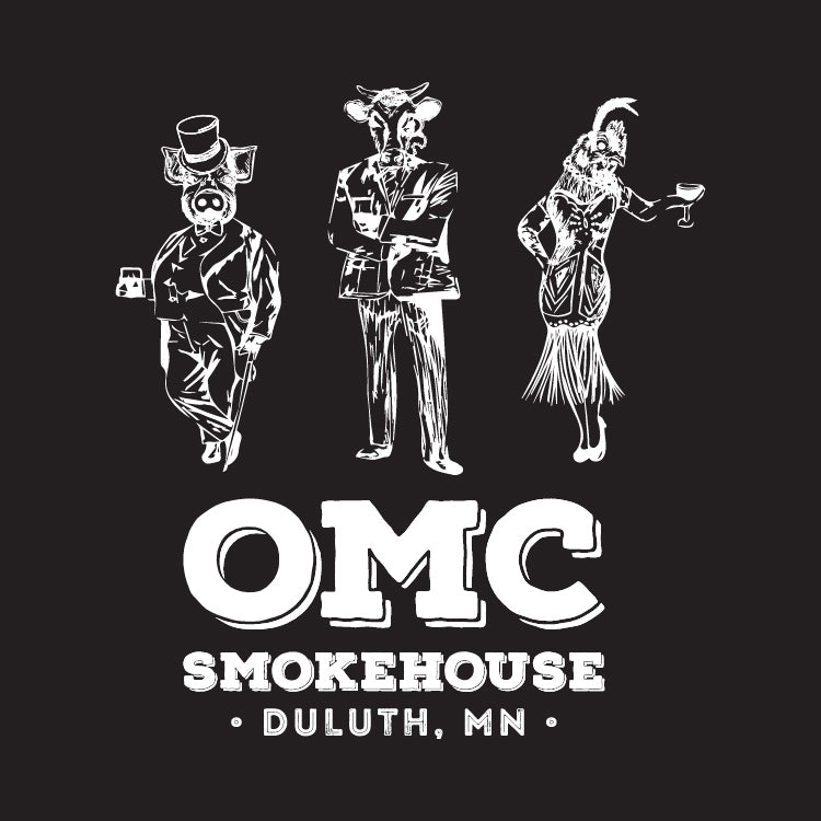 Graphic of OMC Smokehouse t-shirt design.