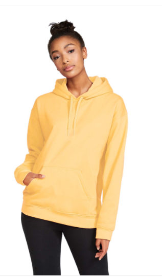 Y) STYLE # GDSF500 GILDAN SOFTSTYLE HOODED SWEATSHIRT ( BLACK CORPORATE LOGO)