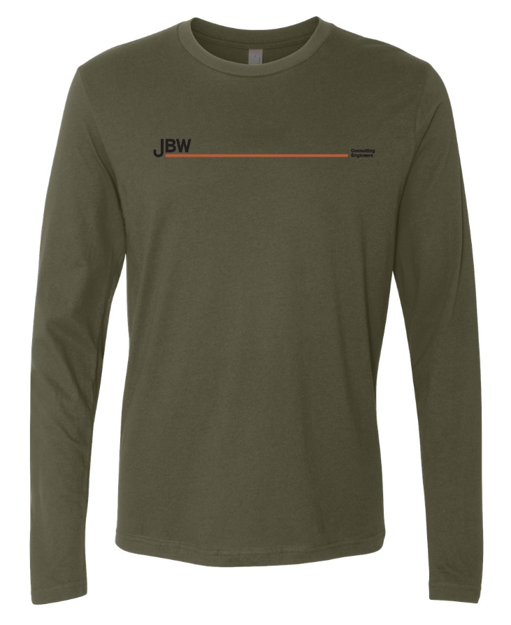 D) NEXT LEVEL #3601 UNISEX COTTON LONG SLEEVE SHIRT - JBW STRETCH LOGO