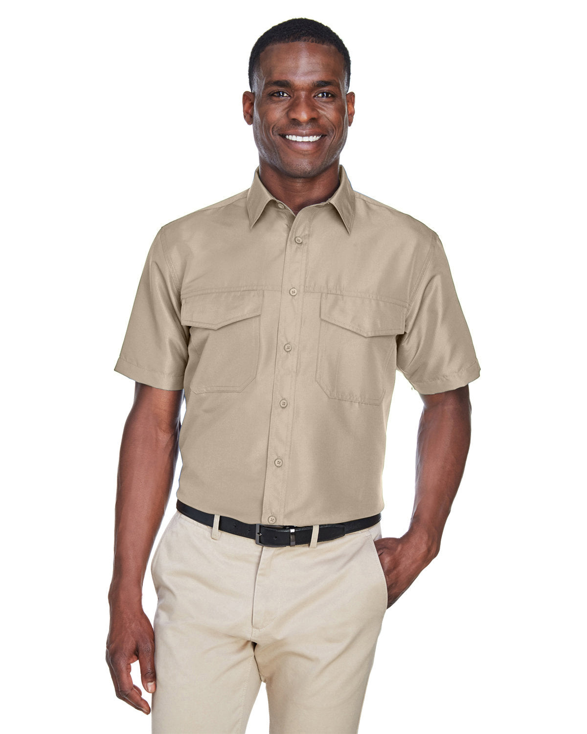 B5) M580 Harriton Men's Key West Short-Sleeve Performance Staff Shirt - OIL QUICK