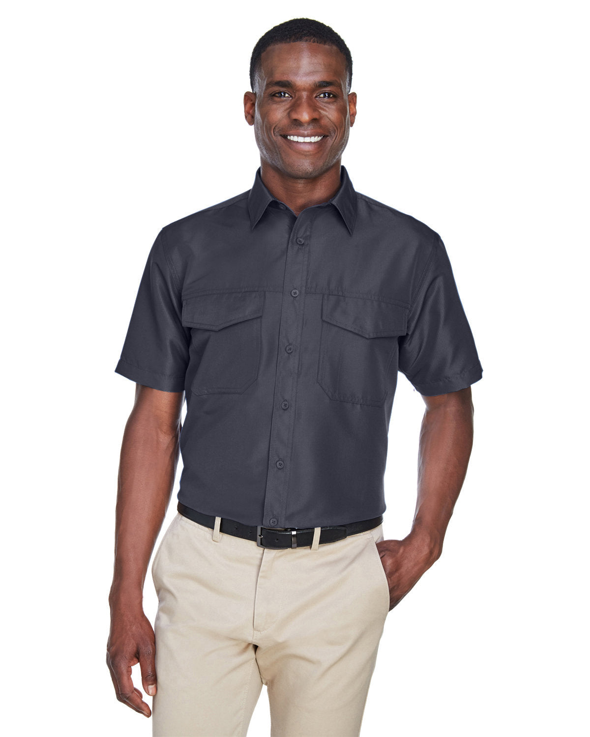 B5) M580 Harriton Men's Key West Short-Sleeve Performance Staff Shirt - OIL QUICK